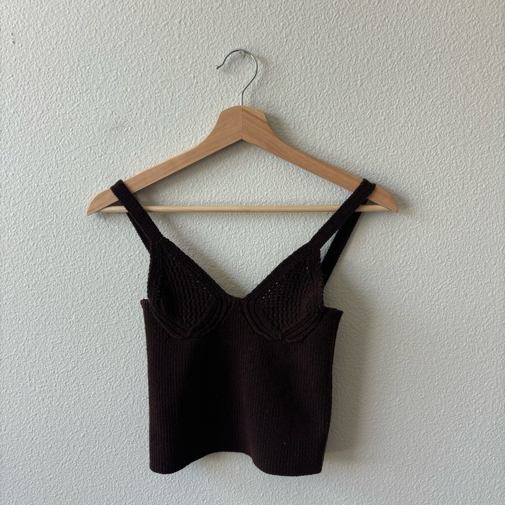 ISA boulder chocolate brown knit tank top